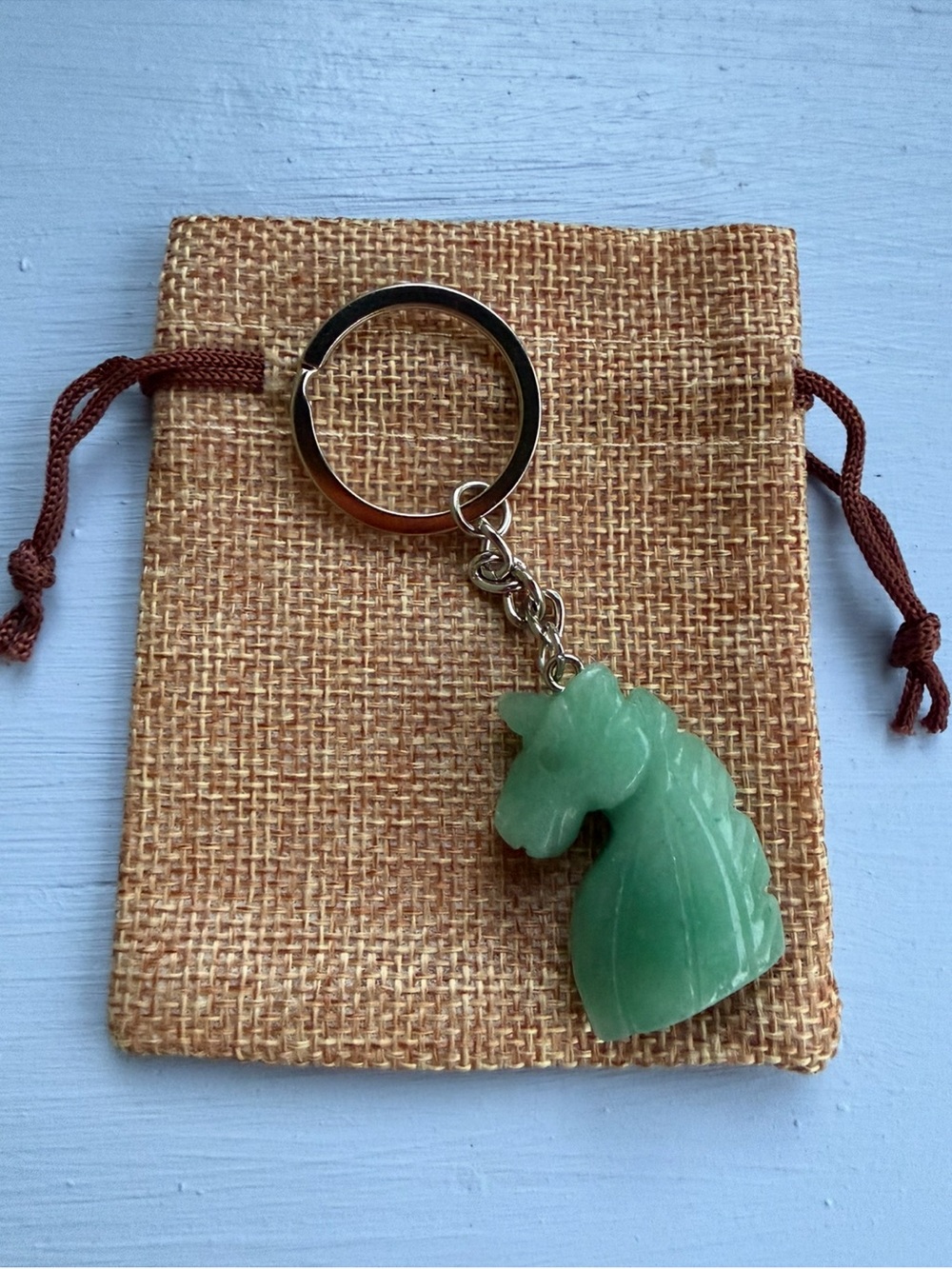 Green Aventurine Horse Keychain Genuine Aventurine Keychain Aventurine Charm